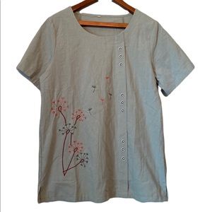 Woman’s Scrubs Style Embroidered Top